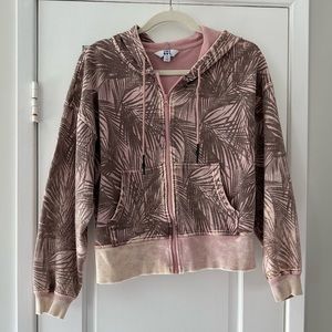 Joy Lab Pink Palm Cropped Zip Hoodie